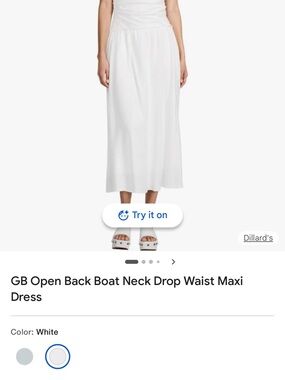 White Maxi Dress - Boat Neck, Drop Waist